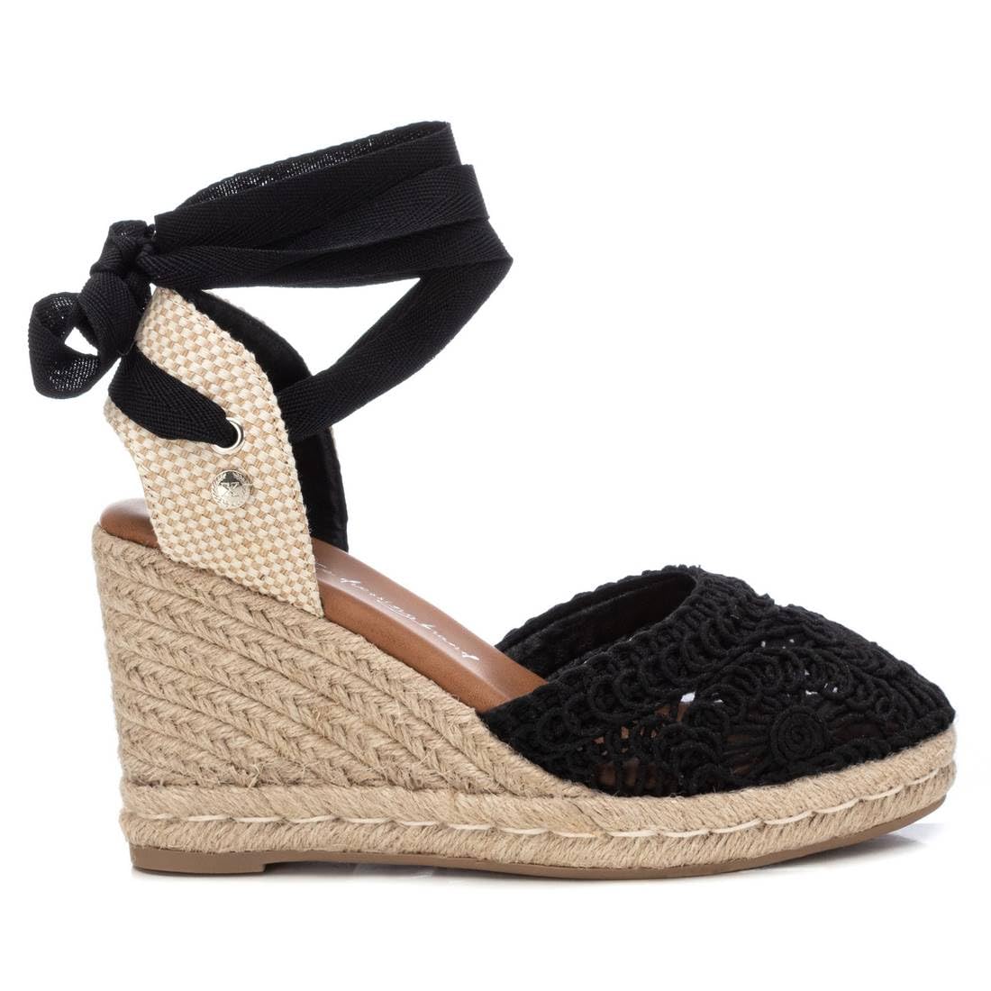 XTI 142336, Espadrilles Wedge Sandals Woman, Black/White, 5 UK