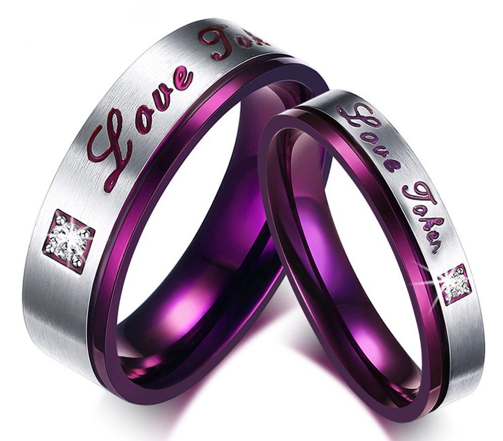 Via Mazzini 316l Stainless Steel Love Birds Crystal Couple Rings