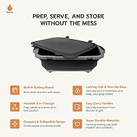 Vista 3 de Drip EZ Collapsible BBQ Prep Tub - for Meal Prep Marinating Food Storage - Includes Cutting Board & Locking Lid - (1) XL - Black