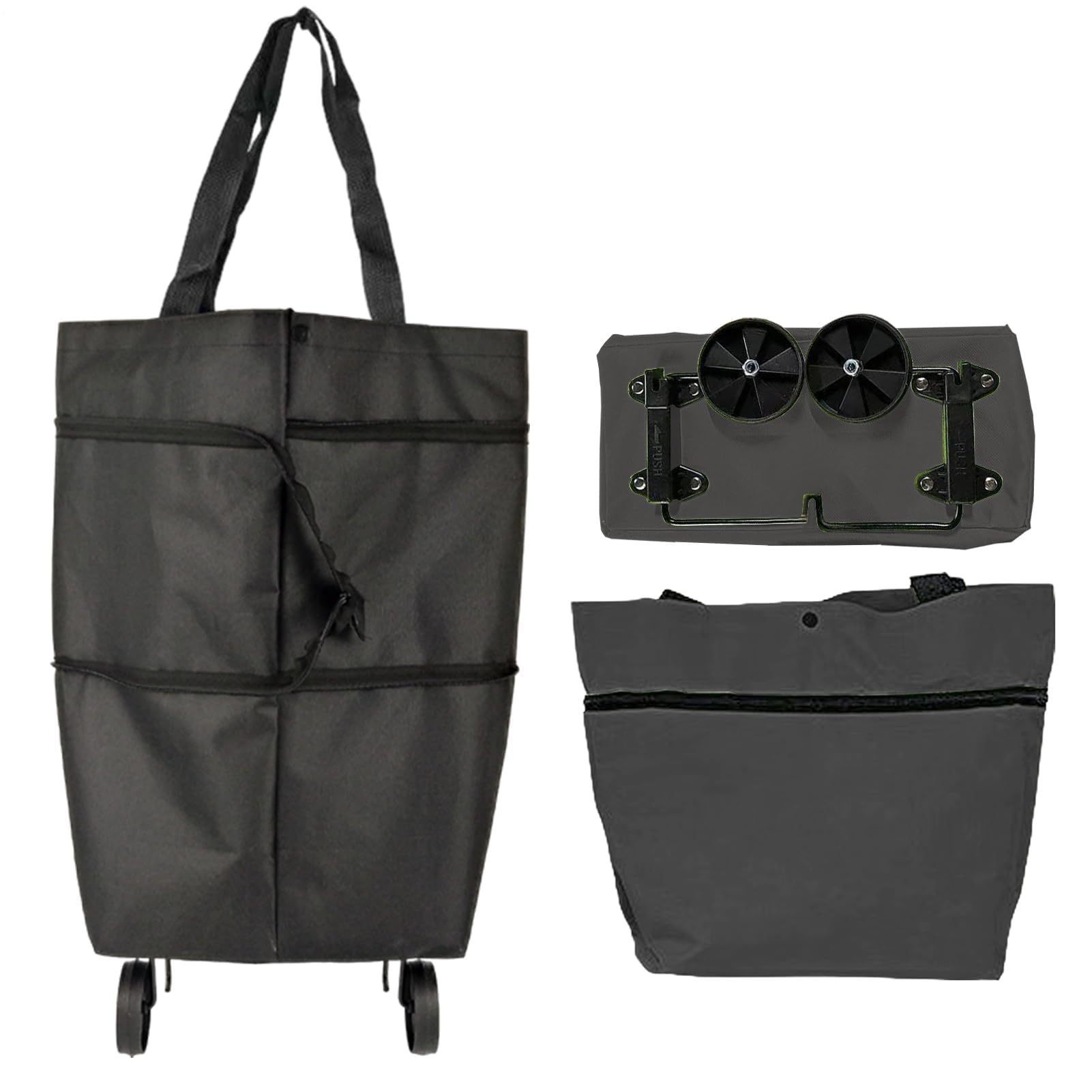 Bolsa de la compra con ruedas, carrito reutilizable de gran capacidad para un fácil transporte, ideal para alimentos, deportes, viajes, picnics y viajes diarios