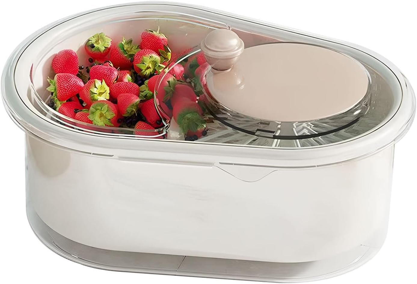Écumoire à fruits portable avec couvercle lave-fruits légumes brosse cuisine Blanc