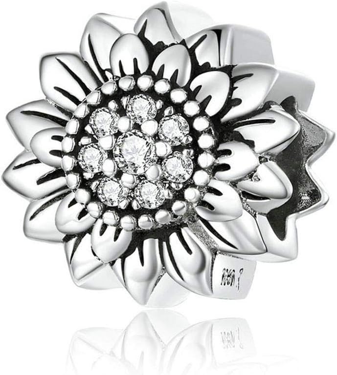 Sterling Silver Sunflower Charm for Pandora Charm Bracelet
