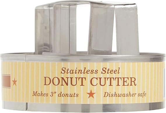 Mrs. Andersons Baking Donut Cutter with Handle, Stainless Steel, Makes 3-Inch Donuts