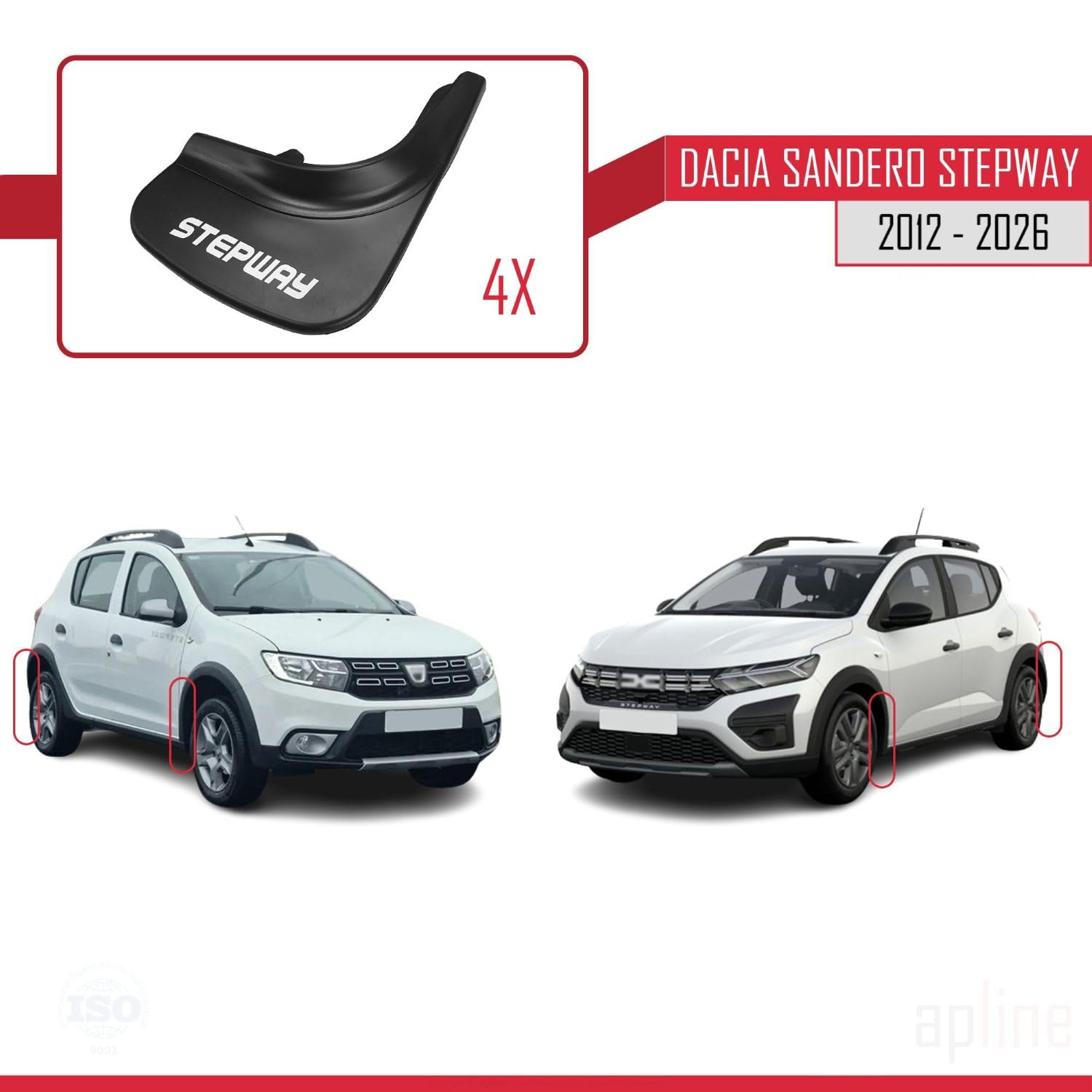 Schmutzfänger Spritzschutz für Dacia Sandero Stepway Vorne + Hinten 4 tlg SET