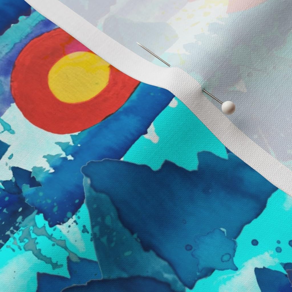 Spoonflower Fabric - Colorado Small Scale Mountain Mountains Trees Watercolor Pine Tree Printed on Petal Signature Cotton Fabric by The Yard - Sewing Quilting Apparel Crafts Decor