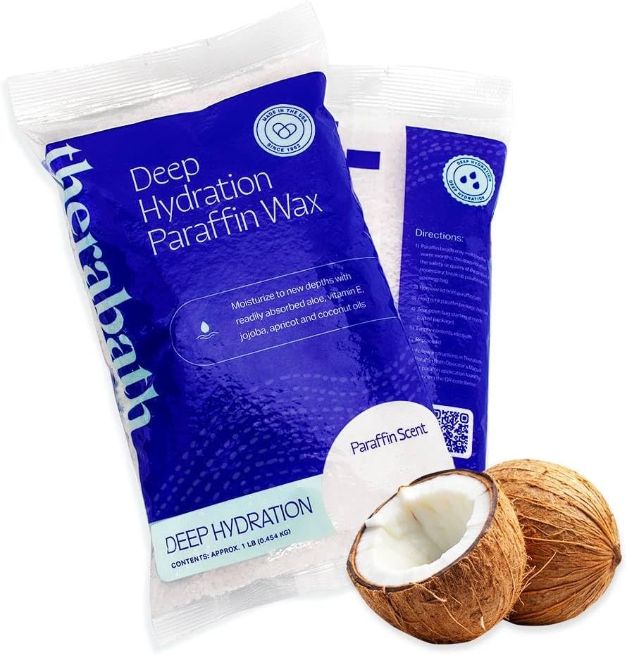 Therabath Deep Hydration Paraffin Wax Bath Refills - Wax Beads - to Relieve Discomfort, Stiff Muscles, Dry Skin - with Coconut Oil, Vitamin E, & Aloe - Made in The USA, 6 lb. Clearly Coconut