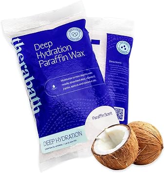 Therabath Deep Hydration Paraffin Wax Bath Refills - Wax Beads - To Relieve Discomfort, Stiff Muscles, Dry Skin - With Coconut Oil, Vitamin E, Aloe - Made in the USA, 6 lb. Clearly Coconut