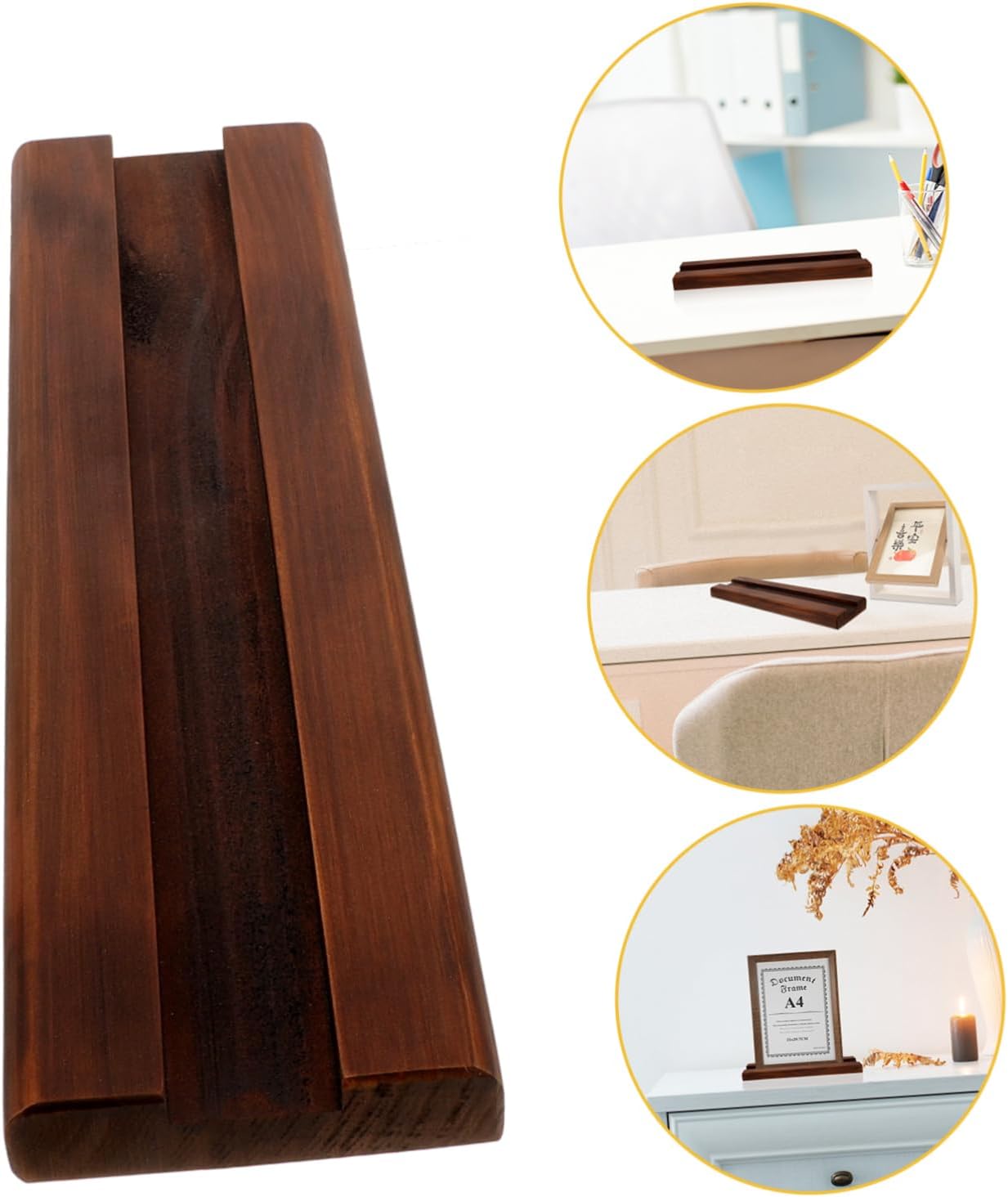 Ciieeo Wood Base Support Stand for Full Mirror Display Sturdy and Design for Home and Office Use for Awards and Certificates Easy Installation Walnut Color