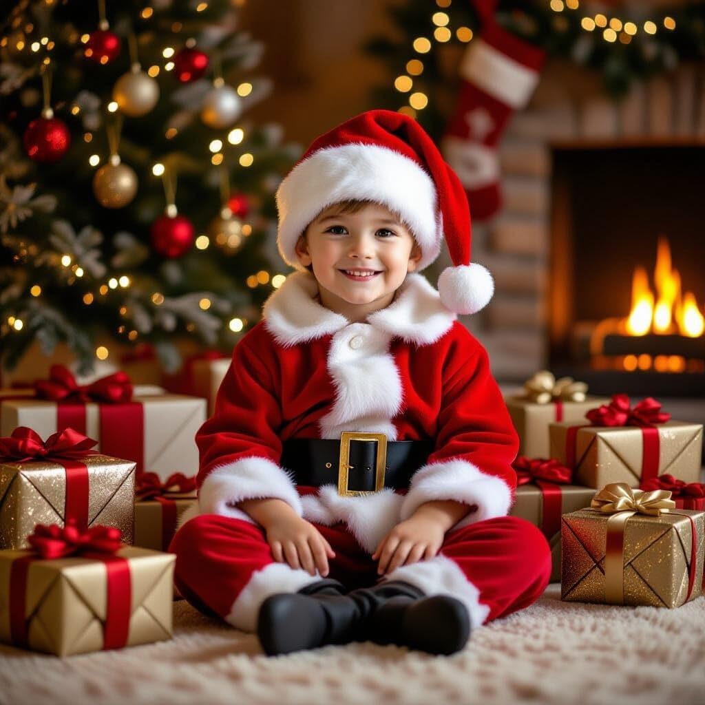 Children's Santa Claus Costume Kids Santa Suit Boys Christmas Cosplay Party Red Deluxe Velvet Costume for 6+ years