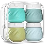 Gemice Silicone Cream Jars TSA Approved Travel Size Containers with Toiletry Bag, Wide Mouth Leak-proof Travel Accessories with Lid for Cosmetic Cream (4 Pack)