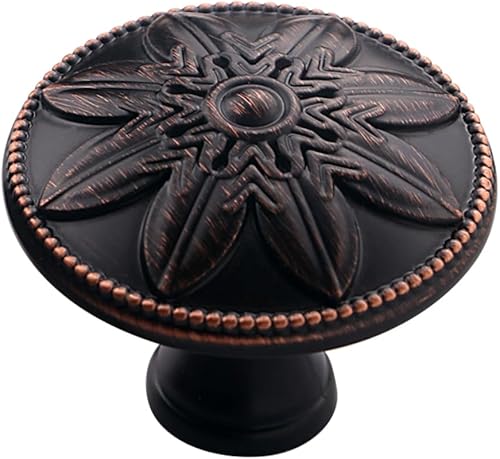 Paquete de 4 pomos de bronce aceitado para gabinete, cobre, pomos de 1-25 pulgadas de diámetro para armarios y cajones, bronce, pomos de bronce