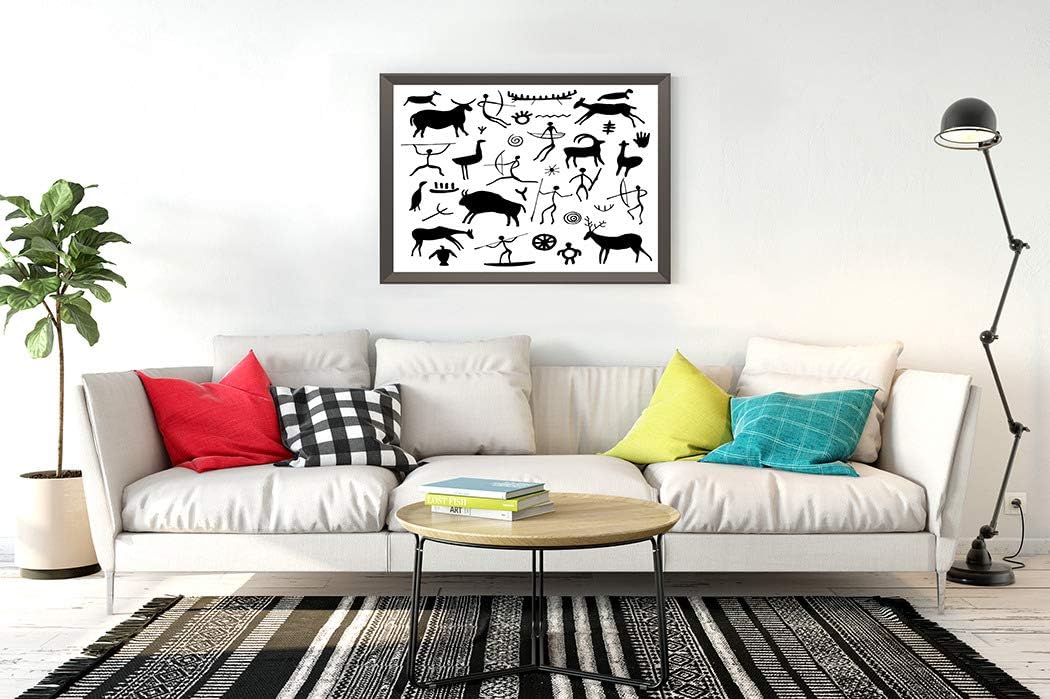 DIY 5D Diamond Painting Kit Cave Rock Drawings Black Petroglyph Caveman Age Ancient Animal Cow 16" X 20" Adult Full Drill Rhinestone Cross Stitch Art Crafts for Home Decoration