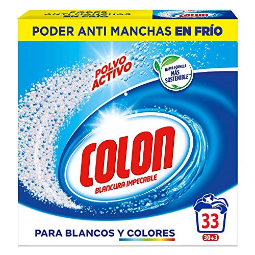 Colon Polvo Activo - Detergente para lavadora, adecuado para ropa blanca y de color, formato polvo - 33 dosis