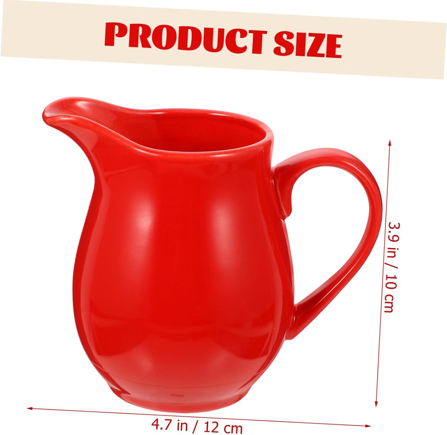 Cabilock Ceramic Sauce Container with Drip Nozzle and Comfortable Grip Small Red Gravy Boat for Sauces and Dressings Elegant Creamer Jar for Home Restaurant Catering and Outdoor Use