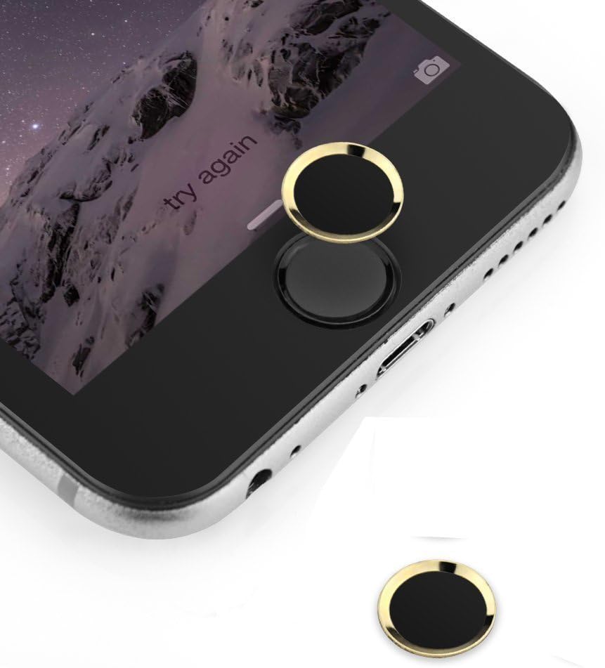 Rockxy Touch ID Home Button Sticker (Support Fingerprint Indentification System Touch ID) for iPhone 5s 6 6 Plus 7 7 Plus (Gold - Black)