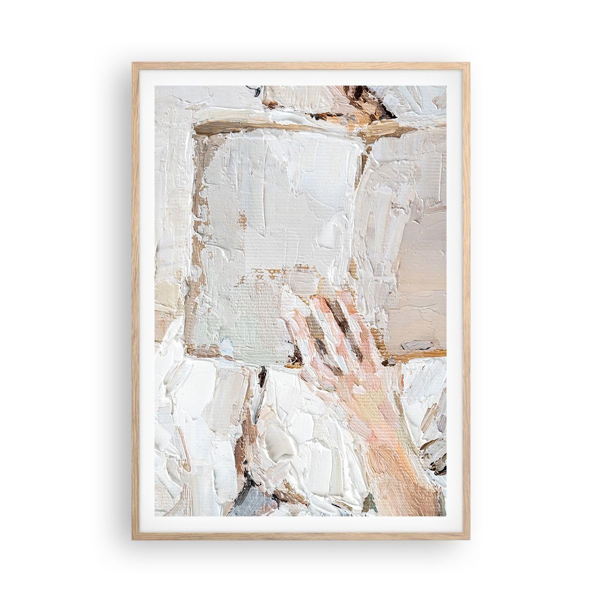 ARTTOR Poster Wandbild Kunstdruck 70x100cm Abstrakt Menschen - 5514 - P2N | Hallo Buch Minimalismus Vertikal mit hellem Eichenrahmen Wohnzimmer Schlafzimmer Küche Büro Wanddeko Kunstposter ARTTOR