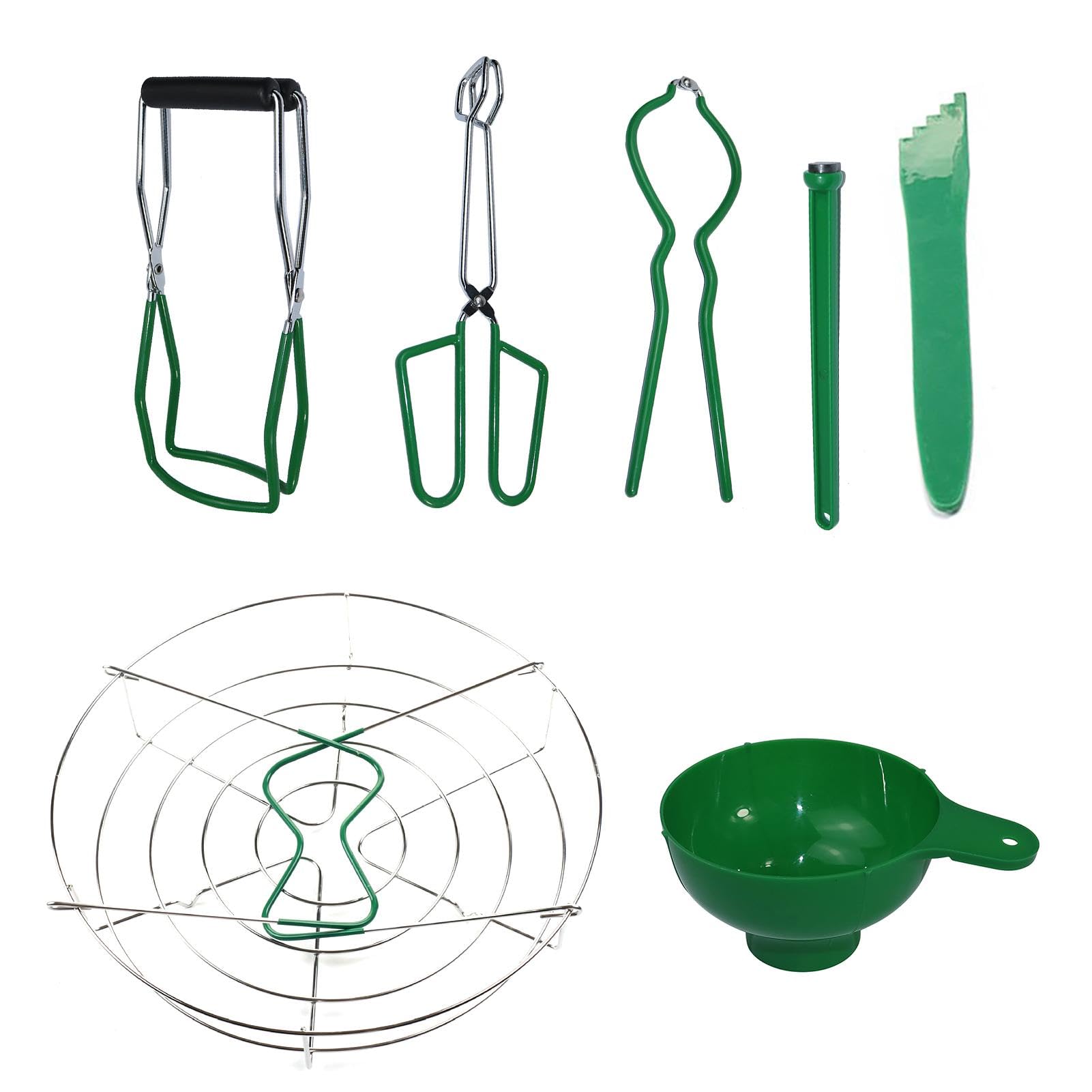 Home Kit di strumenti per l'inscatolamento, pinze per sollevare barattoli di vetro, set di inscatolamento in acciaio inox, imbuto per riempimento e apribottiglie per una facile apertura dei coperchi