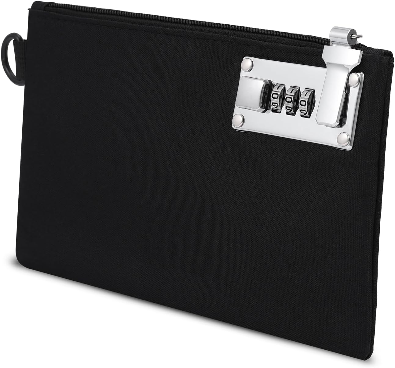 AMIR 2Pcs Lockable Money Bag, 5x8 Inches,Security Nylon Locking Coin Purse Bank Bags with Zipper for School Supplies, Travel, Cash, Jewelry, Passports, Medicine, Credit Cards (Black & Grey)