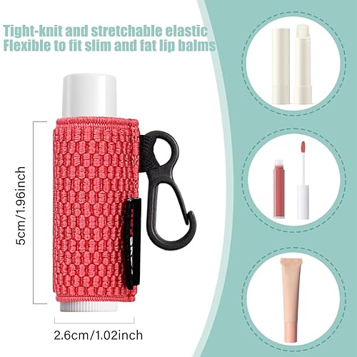 Miniatura 9 de HEYSKAY 5 unidades de soporte para bálsamo labial, llavero, fundas elásticas para lápiz labial, para hombres y mujeres (margaritatulipánleo)