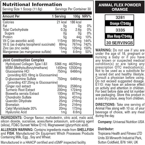 Universal Nutrition - Animal Flex Powder, Orange Flavor, 30 Servings - 8