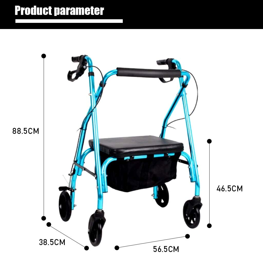 Andador, Andadores De 4 Ruedas con Asiento Y Cesta Andador con Andador De Aluminio Médico Soporte para Respaldo Plegable Y Extraíble Asiento Acolchado Andador con Ruedas para Personas Mayores Al Air