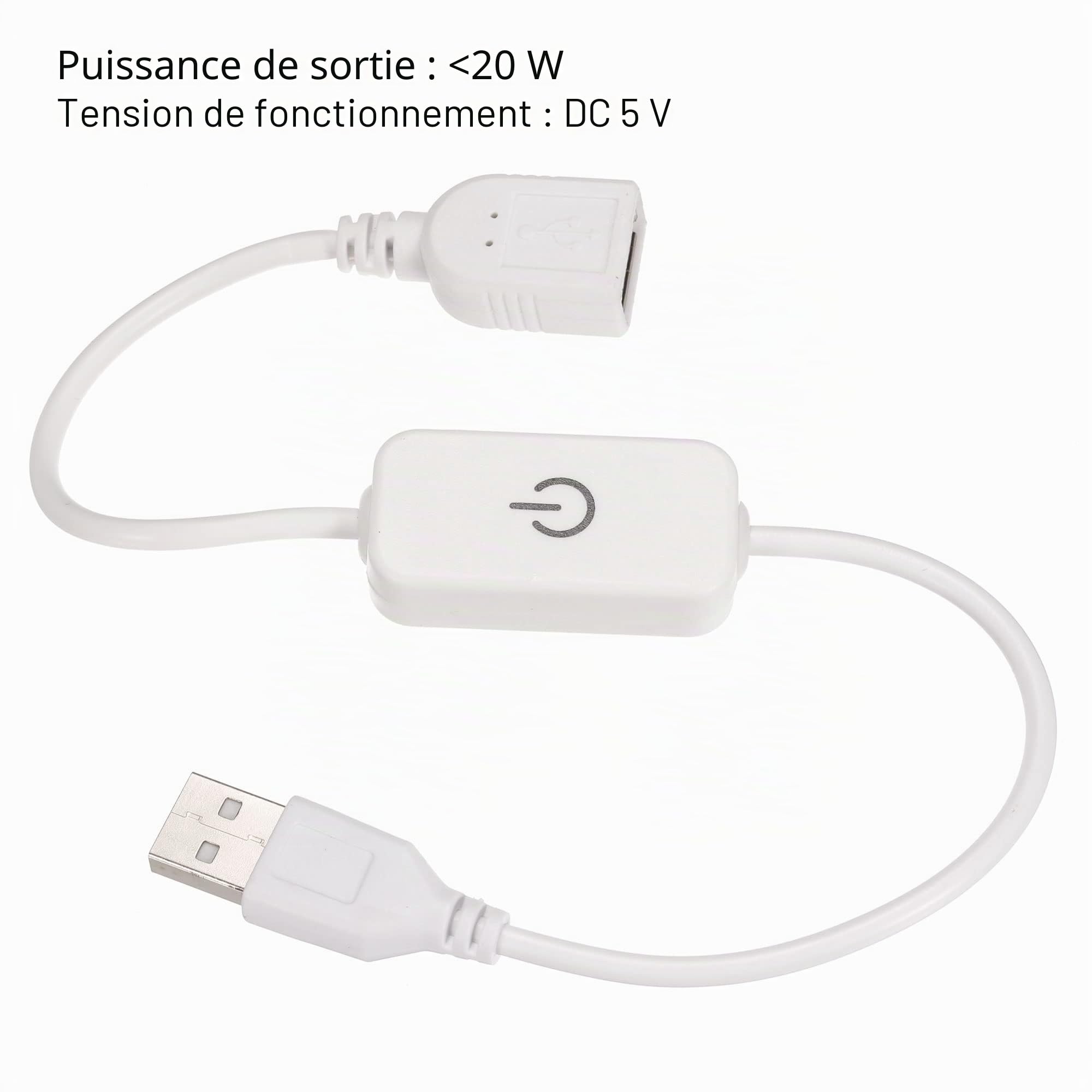 sourcing map LED Tactile En Ligne Gradateur 5V 3A USB Cordon Tactile Commutateur Contrôleur pour Simple Couleur Émettant Diode Bande luminaire, Blanc