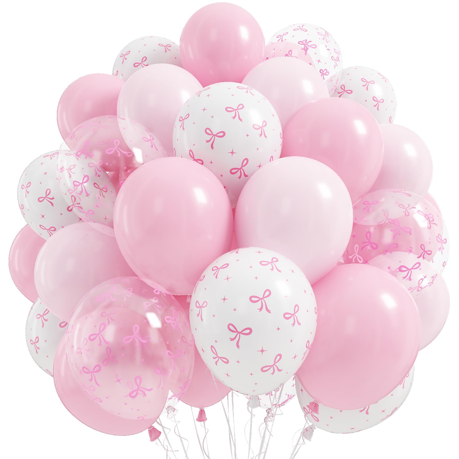 Rosa Schleife Luftballons 30,5 cm Pastell Helles Baby Rosa Weiß Kokette Ballon Bogen Druck Party Ballon für Mädchen Frauen Prinzessin Braut Babyparty Kokette Geburtstag Thema Hochzeitstag Dekor