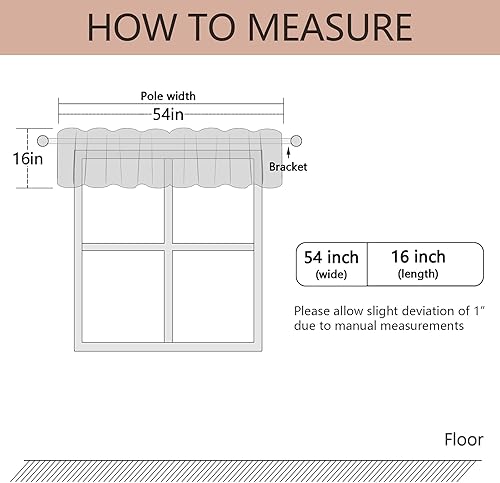 Miniatura 3 de MRTREES Cenefa de cortina transparente bordada de 54 x 16 pulgadas de largo, pequeña cenefa moderna para cocina, sala de estar, baño, gasa con