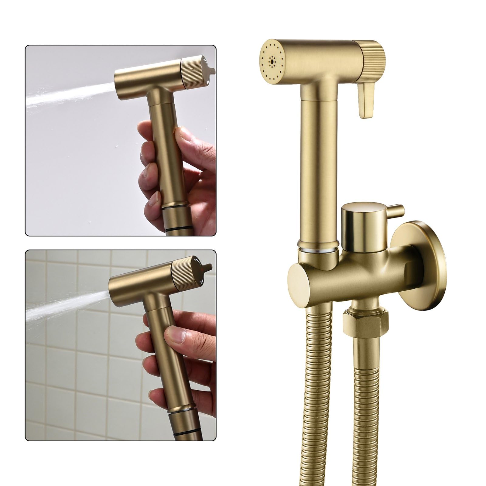 Bidet prysznicowy, kran bidet z regulowanym ciśnieniem wody, przenośny kran do toalety zestaw prysznicowy z zaworem i wężem prysznicowym 1,2 m, prysznic bidet do toalety pełna toaleta