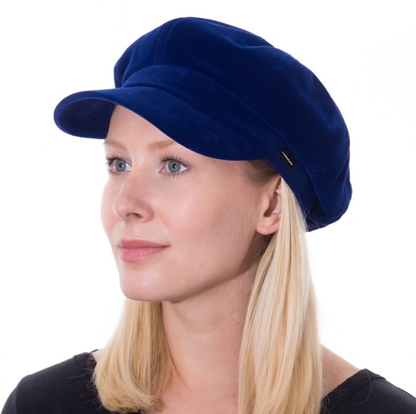 Baker Boy Cap Newsboy Military Cadet Hat in Navy Velvet by CRAGGI
