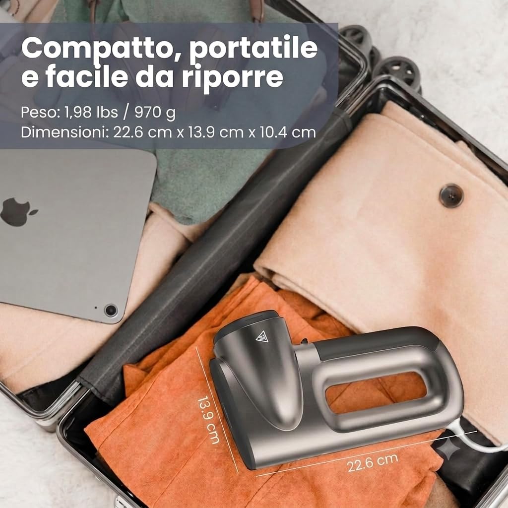 Neakasa Magic 1 Ferro da stiro a vapore sottovuoto, stiratore portatile da viaggio, tecnologia AirIron, aspirazione 2300Pa adesione tessuto, stiro a una mano, asciutto subito, 220-240V (Argento)
