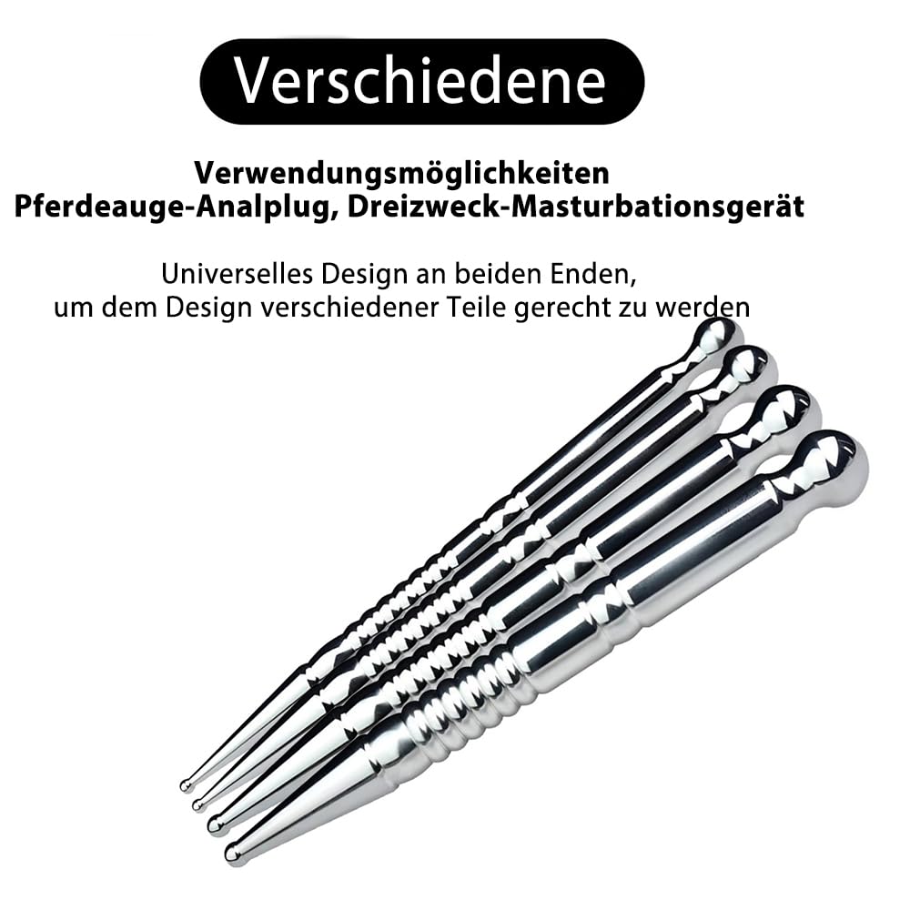 Penis Harnröhren Dilatator 4-Teiliges Set Penis Plug Edelstahl Prinzenzepter Solider Katheter Runder Kopf Katheter & Harnröhrensonden Extrem Dilatation Harnröhren Sexspielzeug für Männer (4pcs)