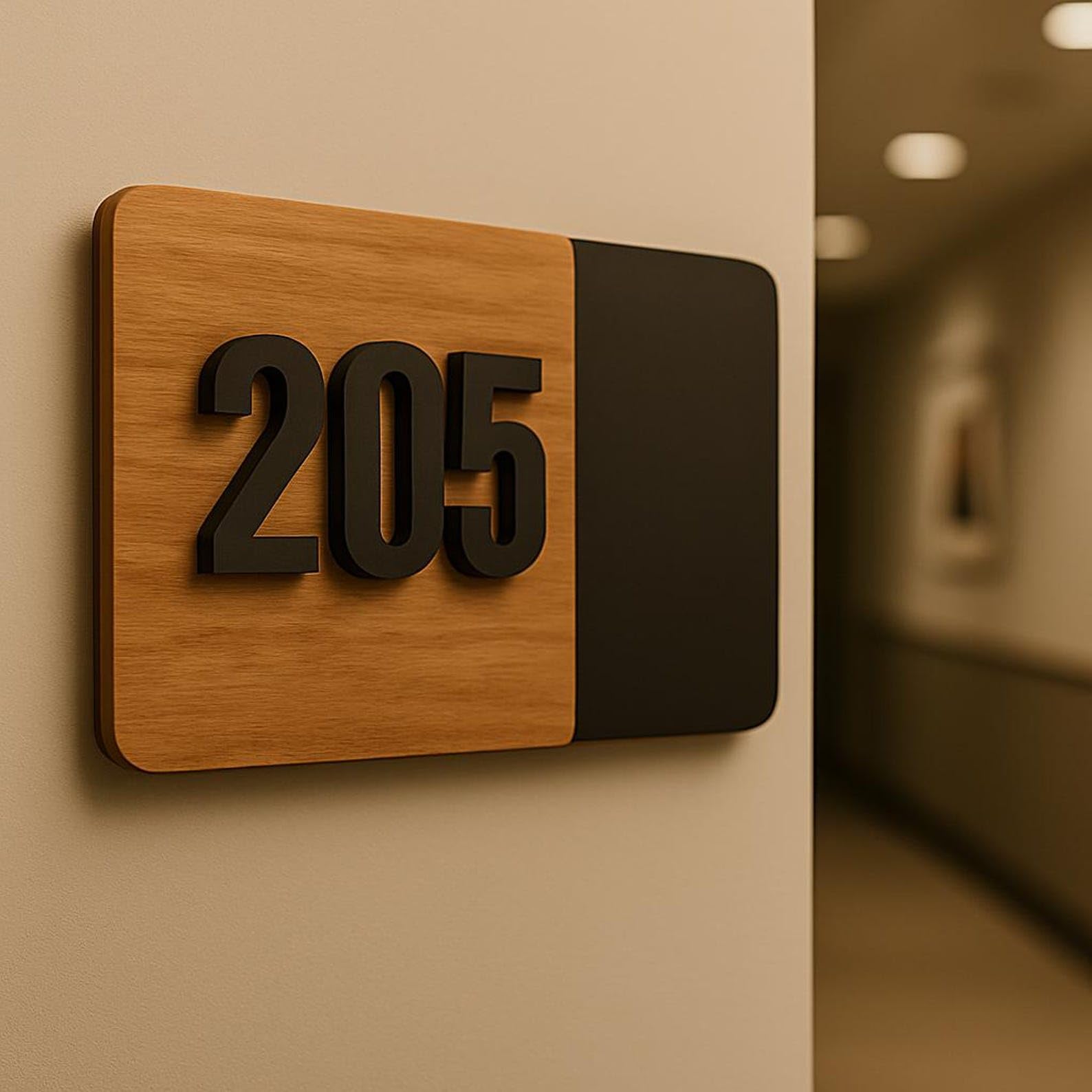 HOTEL ROOM NUMBER PLATES - 302| Black acrylic board fixed mirror gold number | Easy installation type double sided tape fixed on backside — Amazon image 2