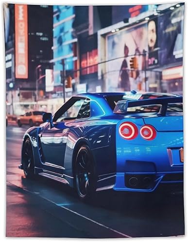 Miniatura 25 de QEOPGNE Tapiz grande para colgar en la pared, diseño de puente de puerta dorada, grandes olas, japonés, retro, Jdm, auto, R34, tapiz para