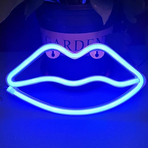 Amazon Com Colording Neon Signs Led Neon Light Art Decorative Lights Wall Decor For Children Baby Room Christmas Wedding Party Decoration Blue Lip Everything Else