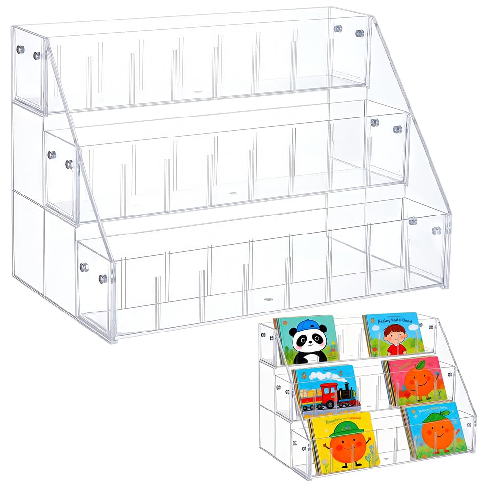 Organizador de acrílico UNICRAFTALE con 3 niveles para escritorio y cuentos infantiles