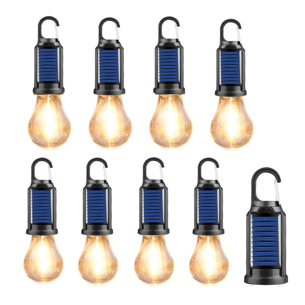 Luci solari da campeggio con gancio per tenda da appendere all'aperto piccola lampadina ricaricabile lanterna con gancio a clip 3 modalità di illuminazione per escursionismo zaino in spalla luce calda