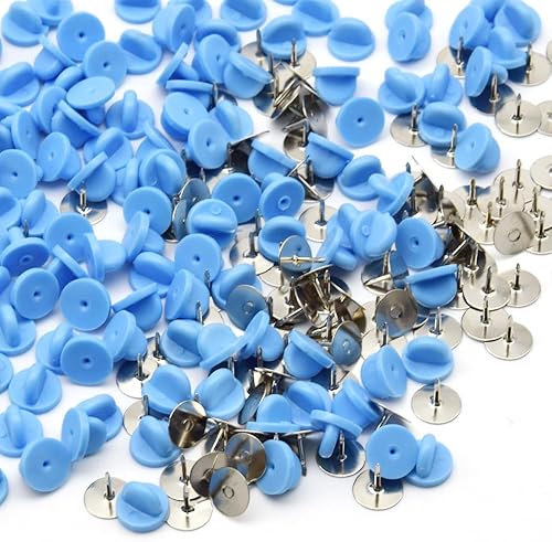 Miniatura 35 de Juego de 200 unidades/100 pines de goma de 0.394 pulgadas con pines de metal en blanco, tapa para pines de solapa, broches, corbatas, sombreros