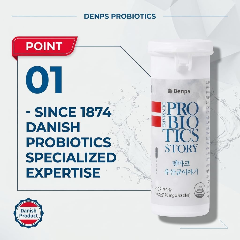 Denmark Probiotic Story (60 Capsules) 10 Billion CFU Shelf-Stable Probiotic for Gut Health 덴마크 유산균이야기