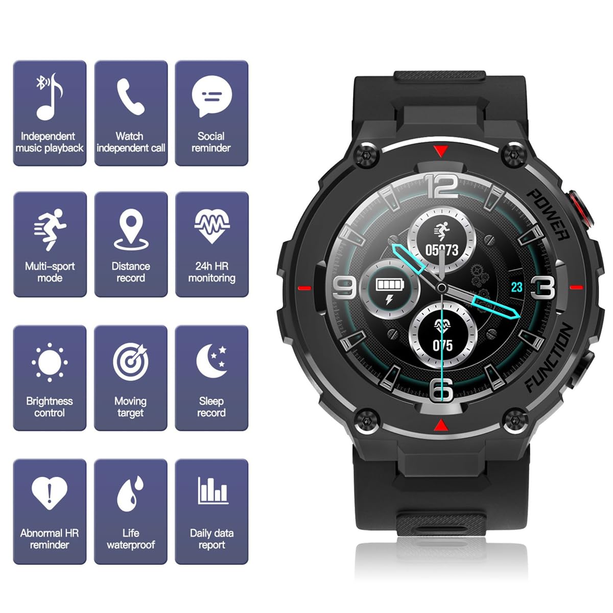 KANBUN Smartwatch dla mężczyzn i kobiet, monitor fitness z pulsometrem snu, 24 tryby sportowe, zegarek fitness, licznik kalorii, krokomierz, stoper, wodoodporny IP68, smartwatche, wspólny GPS, beżowy