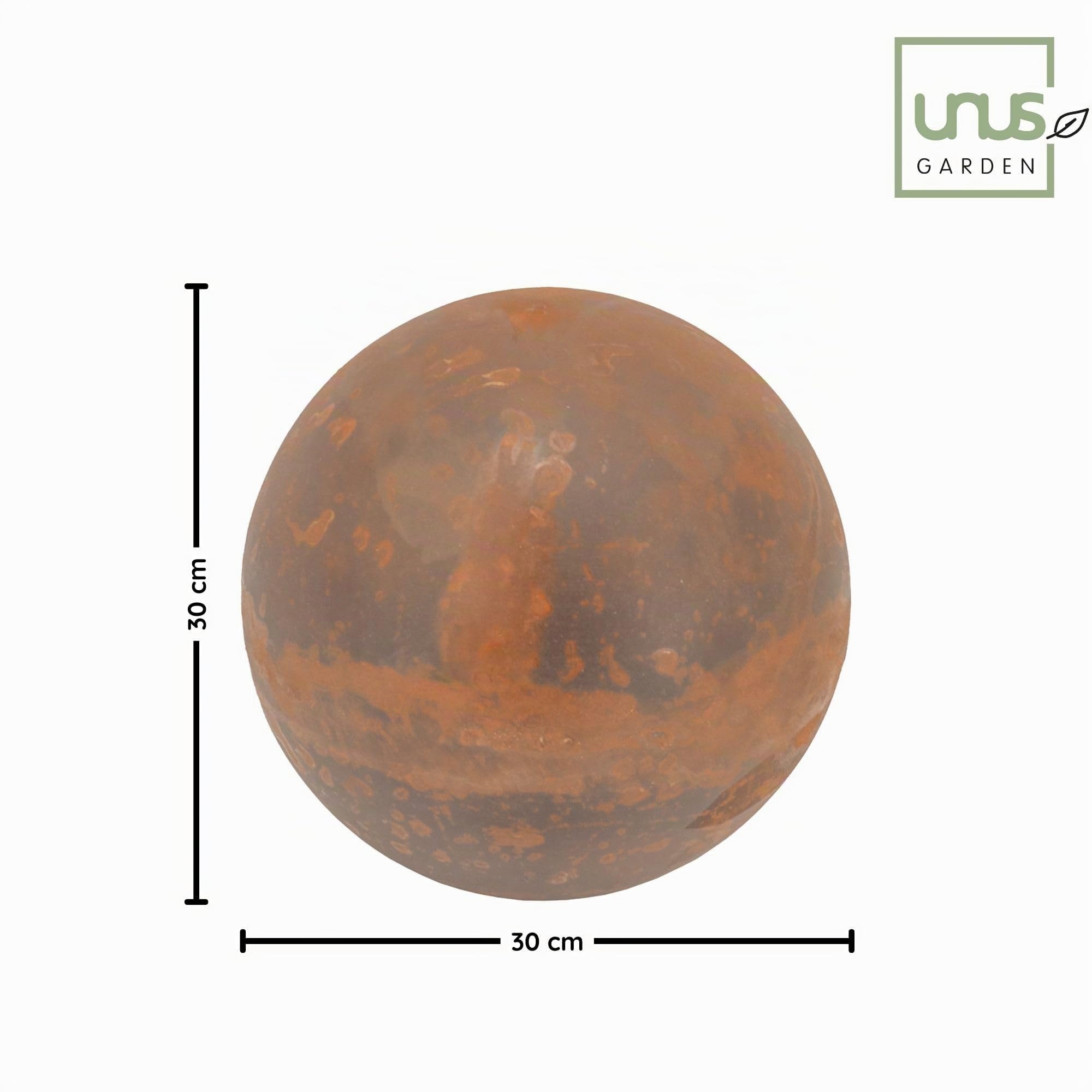 UNUS Boule de jardin en métal, Ø 30 cm, boule décorative aspect rouille pour jardin, parterres et terrasse