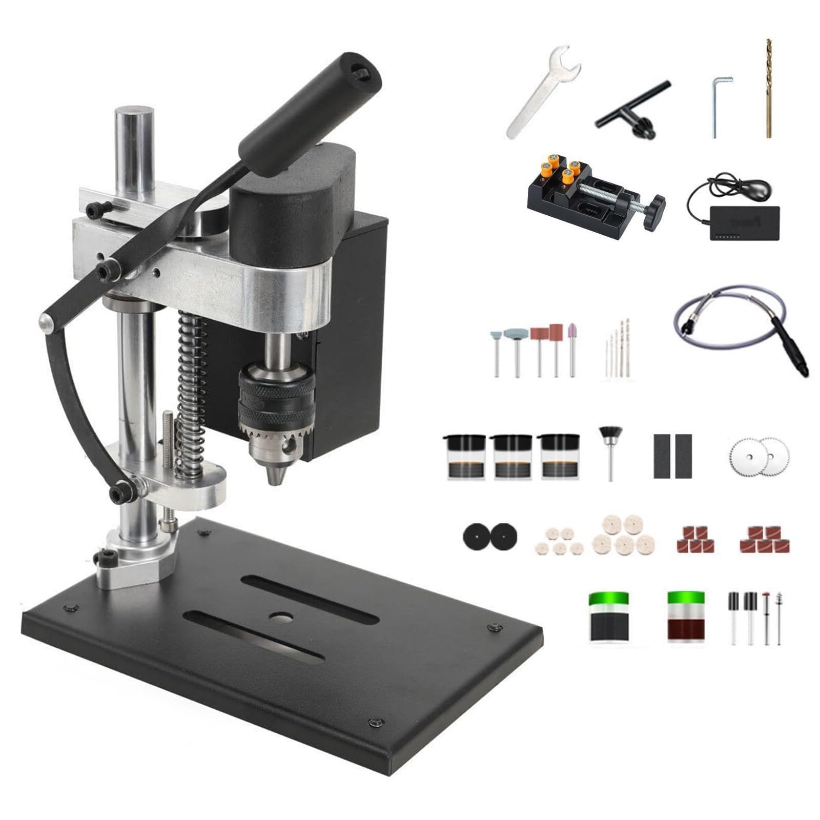 Mini Trapano a Colonna da banco di precisione da 6 Pollici for Metallo, Legno, plastica e Acrilico, for la creazione di Gioielli e Artigianato Fai-da-Te, Trapano Compatto e Versatile