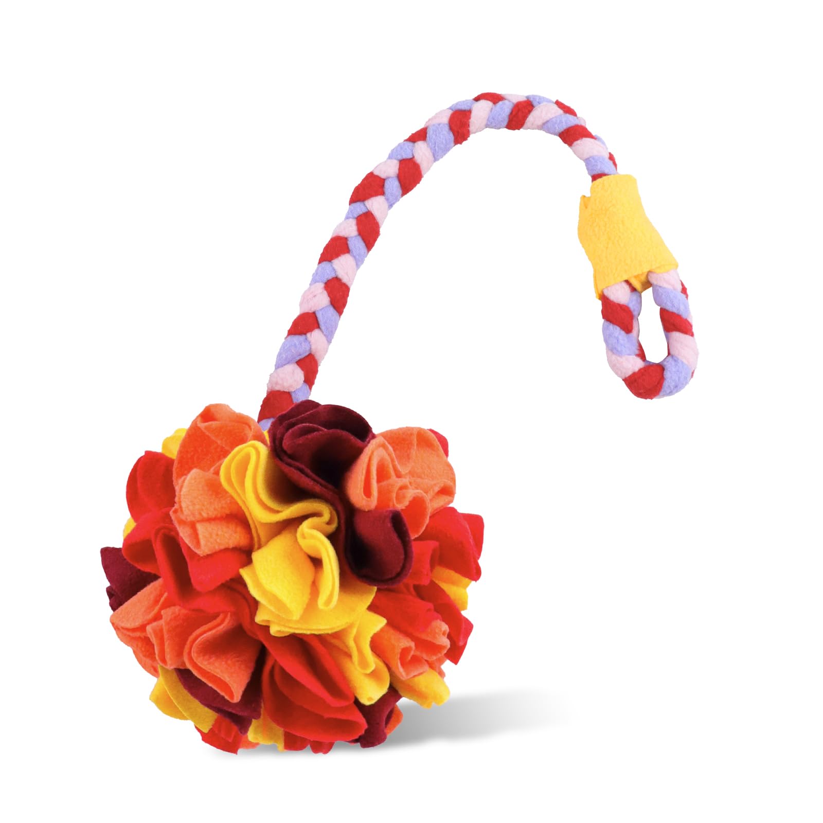 Bestwist Dog Tug Toys, Elasticity Bungee Tug of War Rope Toy, Indestructible Snuffle Ball & Tug Toy, Interactive Treat Dispensing Dog Ball for Small Medium Large Pets (Red -Yellow)