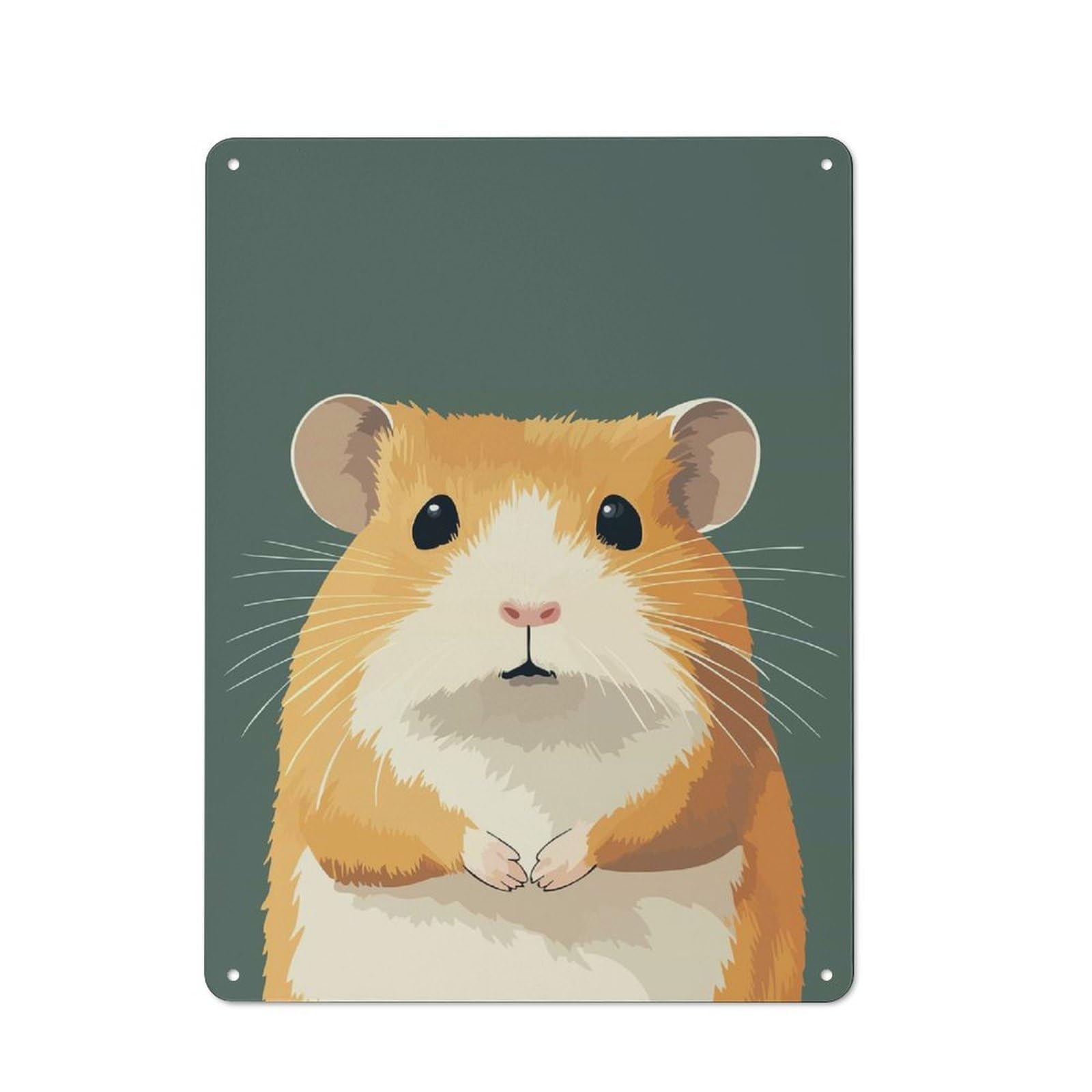 Funny Cute Hamster Illustration Vintage Tin Sign 40x30cm for Pub Or Café, for Everyday Room Decor with A Vintage Look