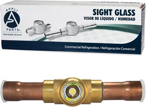 Appli Parts APSG-34AS 3/4 in Sight Glass and liquid moisture indicator Solder connections with Solid Body for HVAC/R installations suitable for CFC HCFC HFC refrigerants