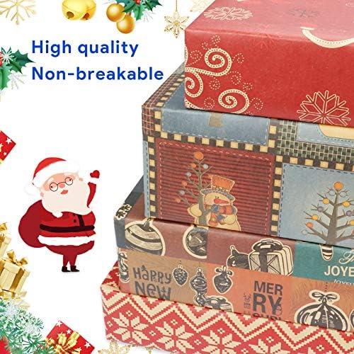 Telgoner Wrapping Paper Christmas, 10 Pcs Recycled Xmas Wrapping Paper Sheets 70x50CM, 8 Kinds of Kraft Gift Wrap Papers Set, Included 10 Pieces of Xmas Cards Tags & 5 Meters of Red Cotton Thread