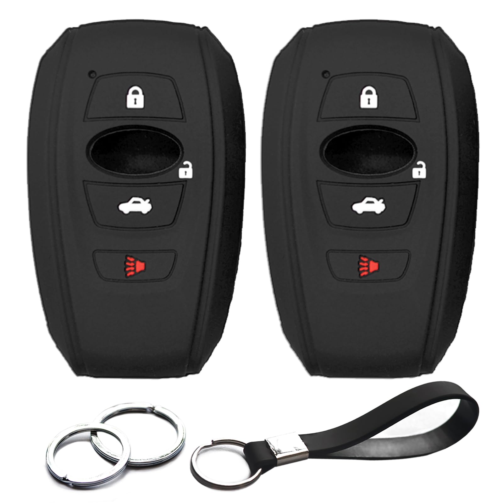 2pcs Compatible with Subaru 4 Button Smart Black Silicone Case Cover Protector Keyless Remote for 2019 2018 2017 2016 2015 2014 Subaru Forester Impreza Legacy Ascent BRZ Outback WRX STI XV Cross