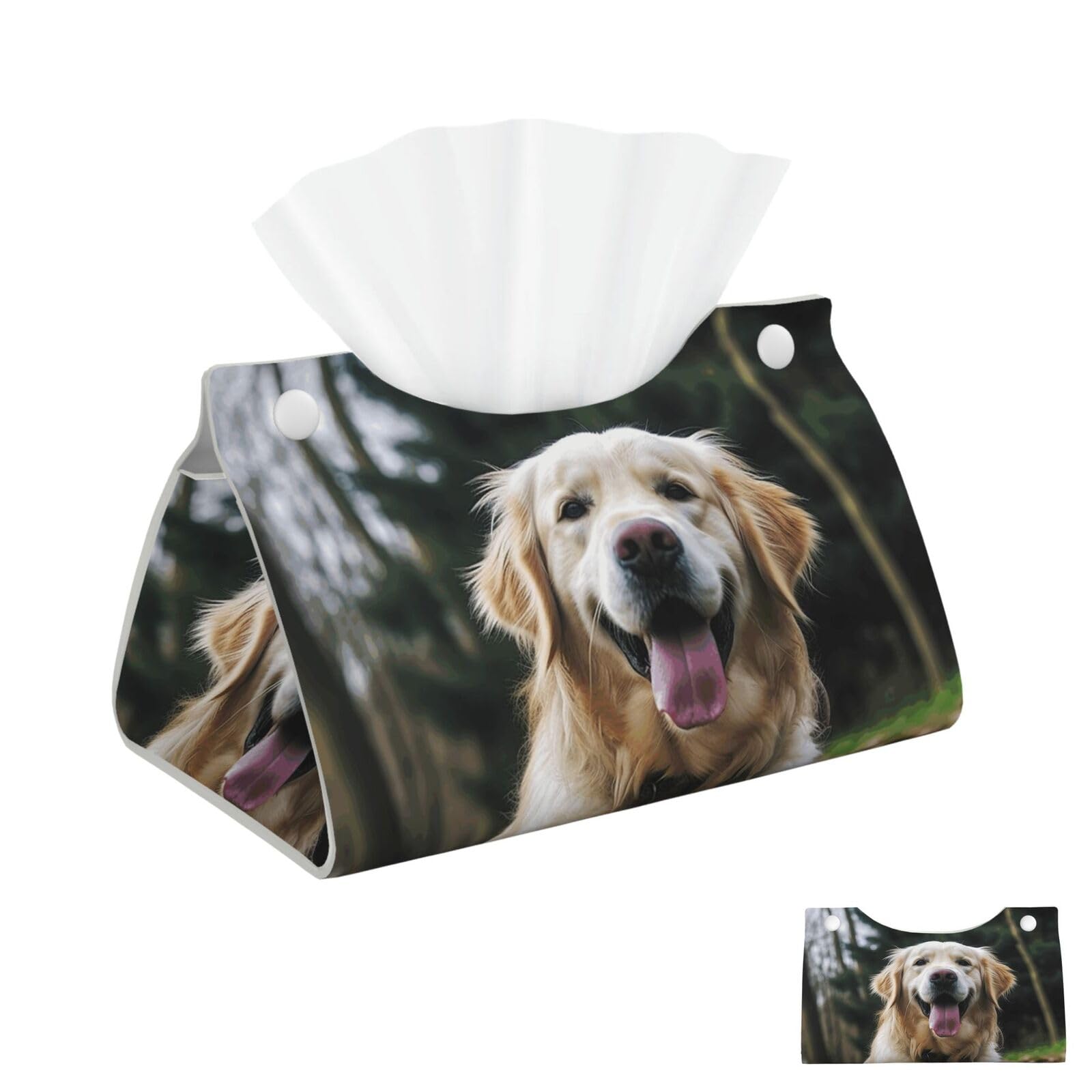 Funny Golden Retriever Tissue Box Cover Square Cube Boxes
