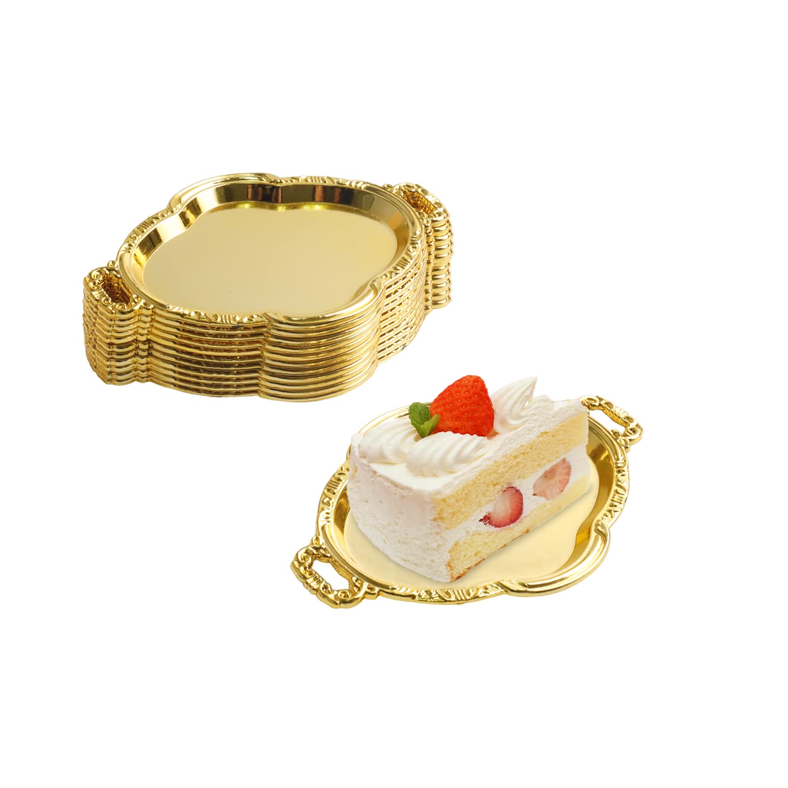 12 Pcs Mini Cake Candy Tray with Retro Border Golden Mousse Cake Boards Dessert Board Cupcake Dessert Displays Tray,Style A