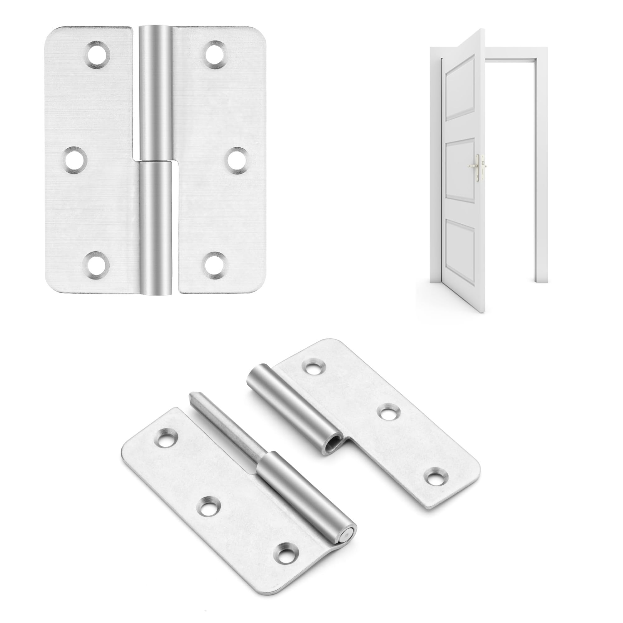 Bisagra de elevación de 3.5 pulgadas, acero inoxidable 304, bisagras de bandera desmontable para puertas de madera y metal, ventanas y varios equipos metálicos funcionales (zurdos, 18
